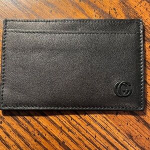 Gucci Black Leather Slim Card Case with Embossed GG